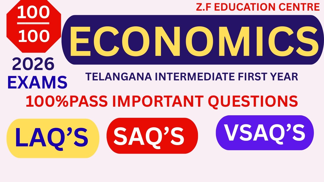 ECONOMICS INTER FIRST YEAR LAQS,SAQS,VSAQS IMPORTANT QUESTIONS 2026 TS  💯👆😮