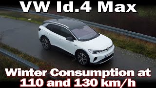 VW Id.4 Max — расход зимой при 110 и 130 км/ч