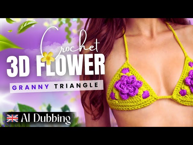 How to Crochet Triangle Bikini Top | Irish Lace Flower 🌼👙 | Step