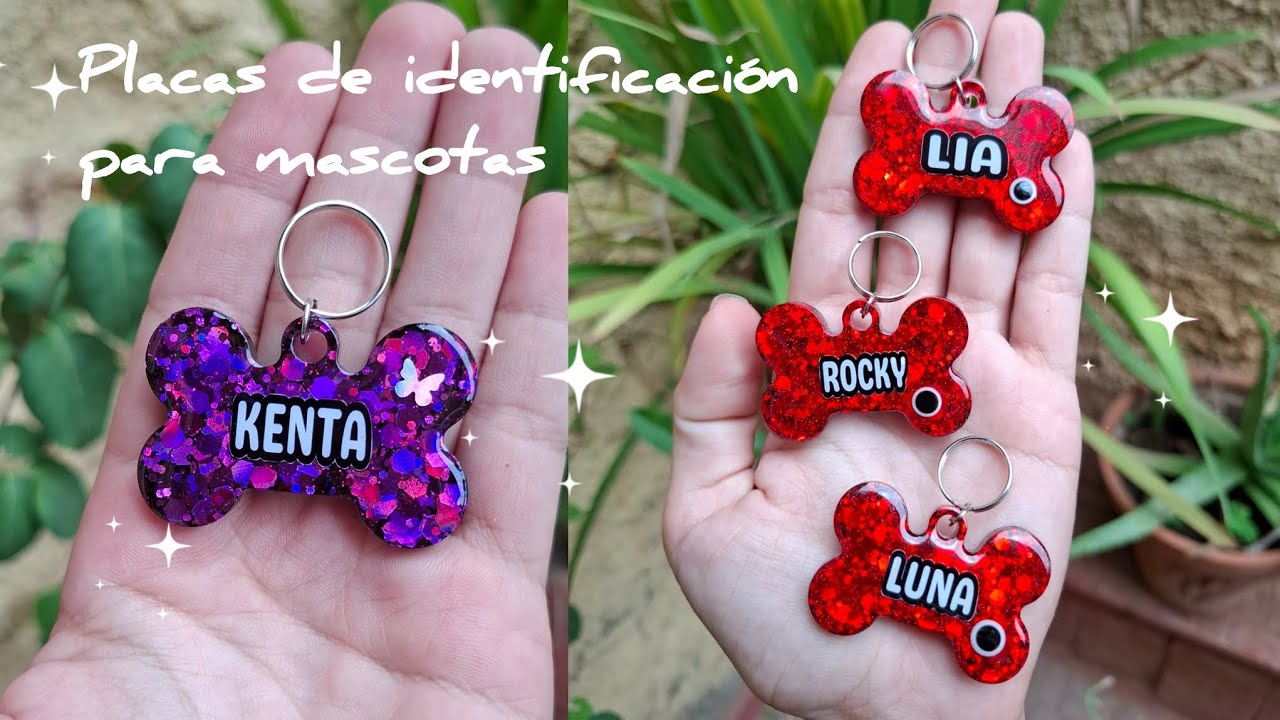 Cómo hacer PLACAS de identificación para MASCOTAS con RESINA EPÓXICA 🐶✨.