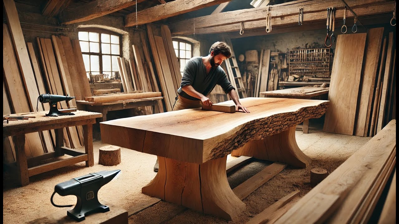 The Incredible Madness Of A Carpenter - Making A Giant Table From Extremely Heavy Solid Wood