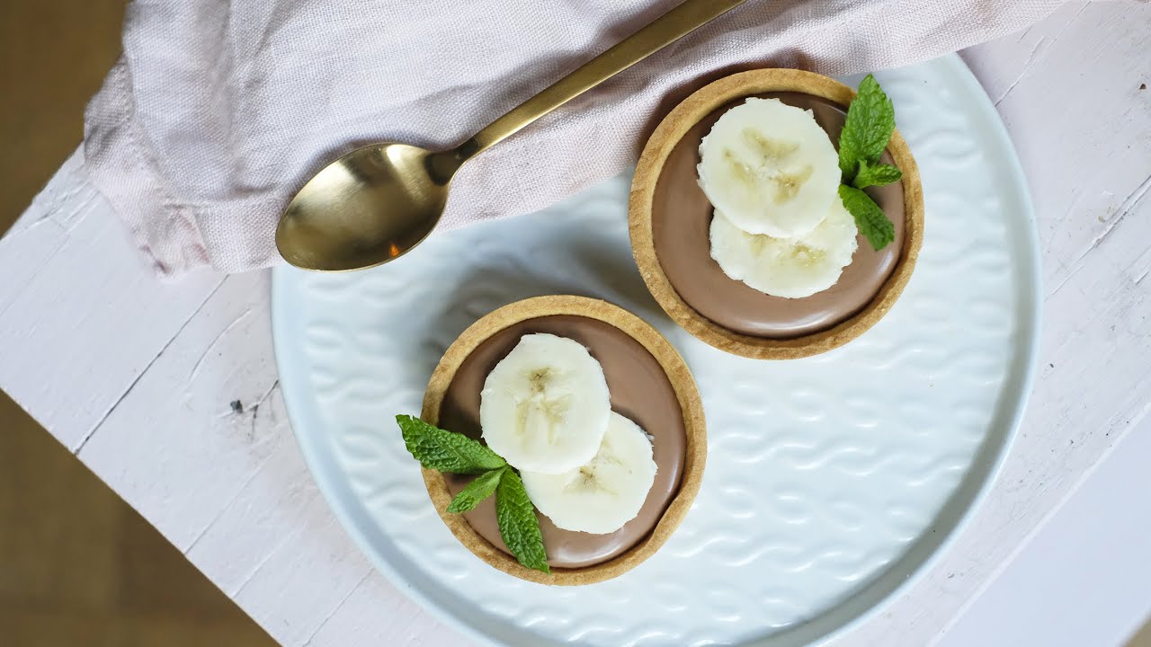 Apero-Dining - Canapékes met chocolade panna cotta en banaan