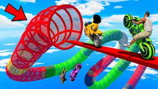 SHINCHAN AND FRANKLIN TRIED THE IMPOSSIBLE SPIRAL TUBE TUNNEL OBSTACLE PARKOUR CHALLENGE GTA 5
