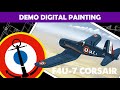 Demo digital painting peinture numrique f4u7 corsair aviation art time lapse photoshop