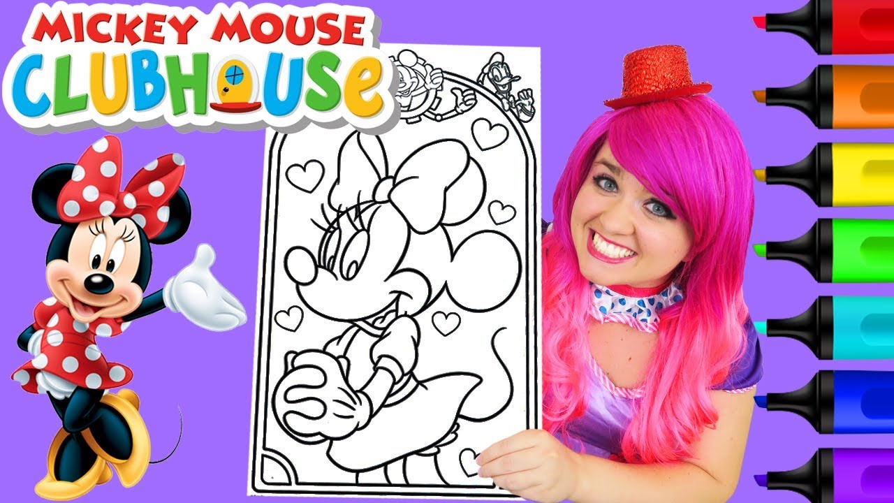 Coloring Minnie Mickey Mouse Clubhouse Coloring Book Page Colored Paint Markers Kimmi The Clown Youtube