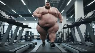 Big superchub running at gym