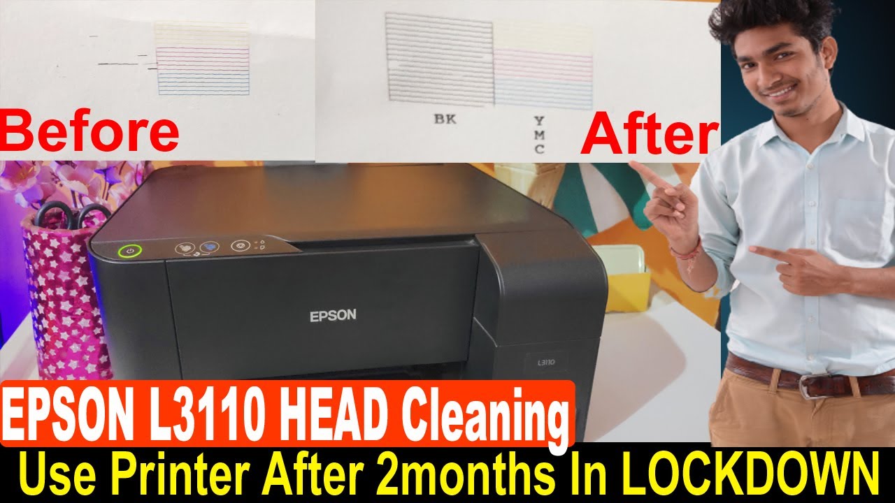 Epson L3110 Printer Using After 2Month In LOCKDOWN | Real Process For Head  Cleaning | Nozzle Jam - YouTube