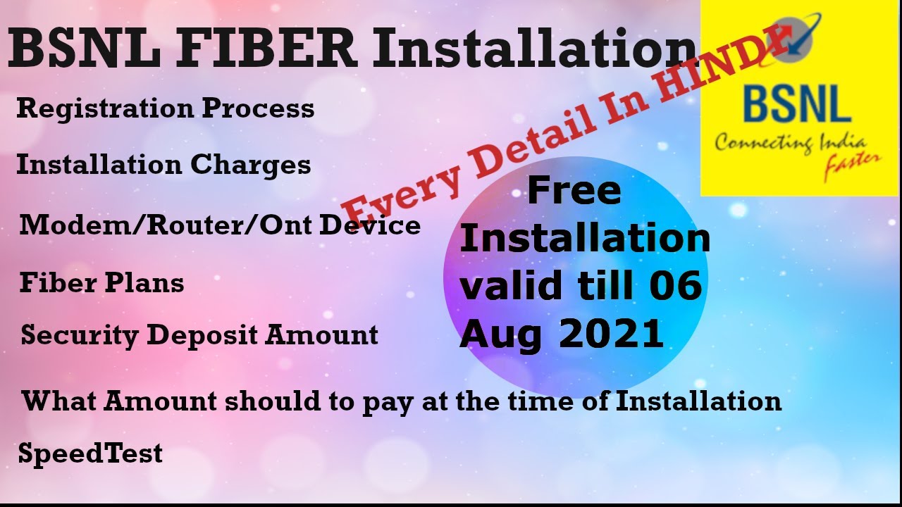 BSNL Fiber Installation/Free Registration/New Conn./Upgrade/Speed/ONU