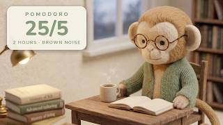 25/5 Pomodoro Timer with Brown Noise 🎧 2-Hour Study with Me | Calm Your Monkey Mind 🐒 screenshot 3