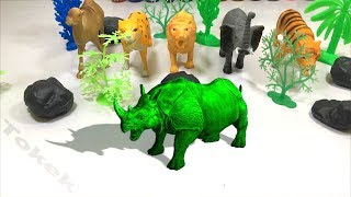 Learn Colors and Sounds of Wild Animals - Animal Toys for Children