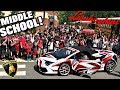 Getting Picked Up From Junior High School In A Lamborghini! Funny Supercar Reactions!!