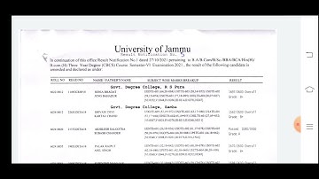 Jammu University| UG sem 6th (Cbcs)2021 Result Notification No.5|check full Gazzate