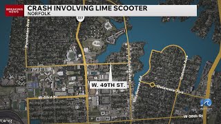 1 hurt following crash involving lime scooter in Norfolk