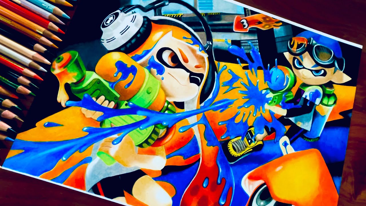 色鉛筆】スプラトゥーン描いてみた/Drawing Splatoon - YouTube