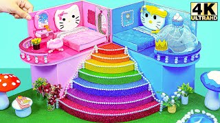 Building Hello Kitty Pink Bedroom with Two Bed, Kitchen Set from Cardboard ❤️ DIY Miniature House ❤️
