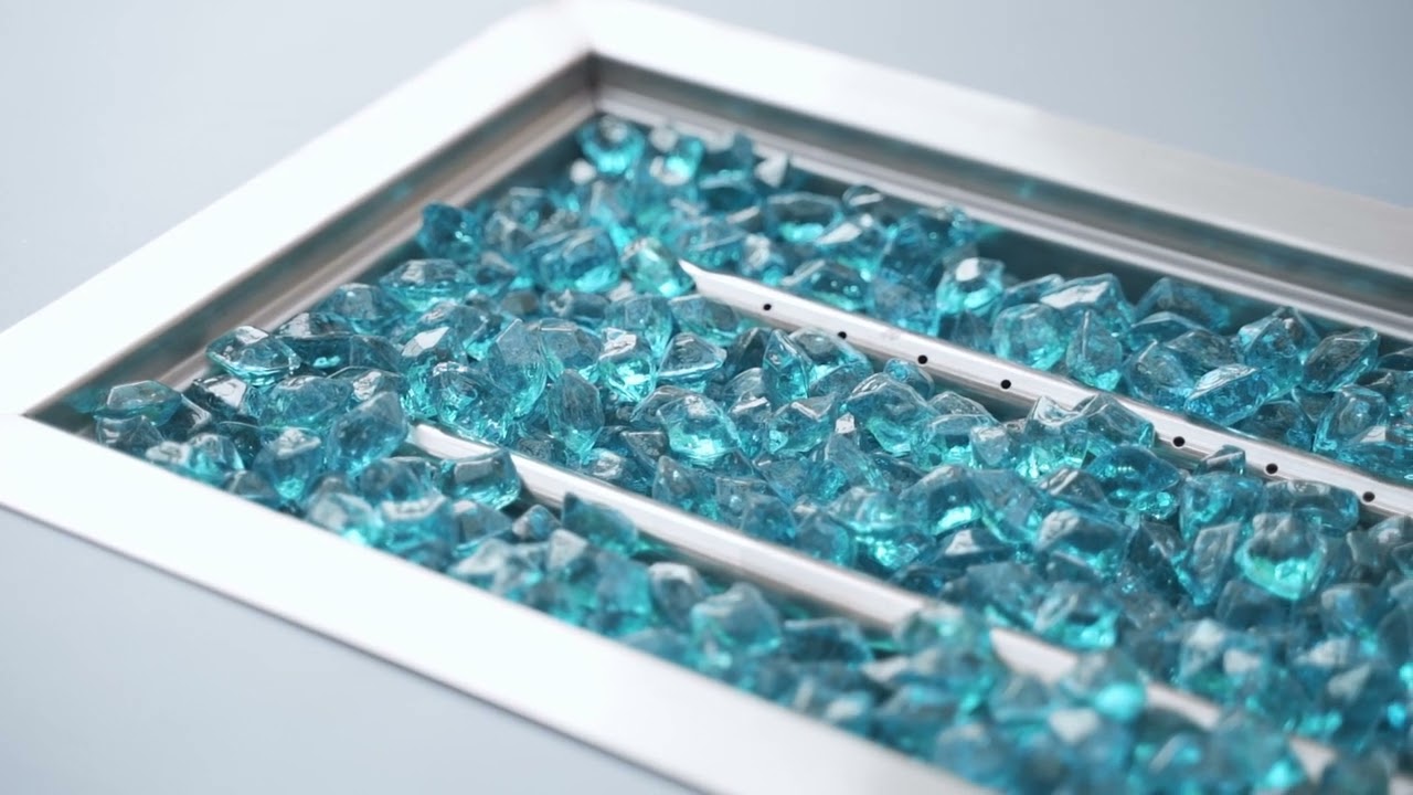 0.5-inch Aqua Blue Polygon Fire Glass for Fire Pit Fireplace