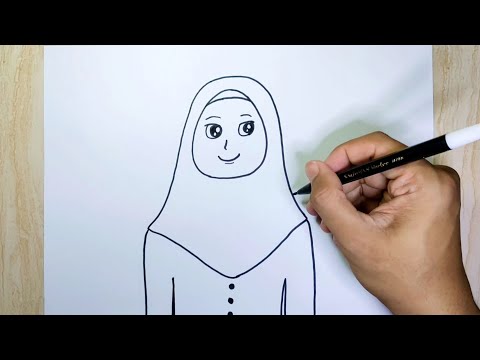 Cara menggambar orang perempuan berhijab