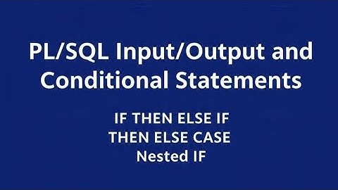 PL/SQL Input, Output & Conditional Logic #ronakstech #learnsql  #database