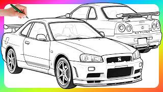 Coloring Nissan Skyline R34 GT-R | Detailed Coloring Process