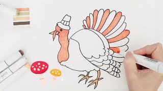 Full How to Draw A Cute Thanksgiving Turkey 🦃 Easy drawing and coloring for Kids #turkey #thanksgiving Guide