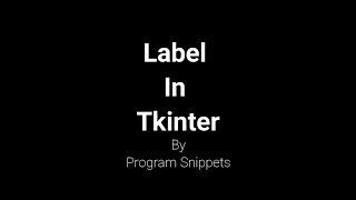 Label in Tkinter