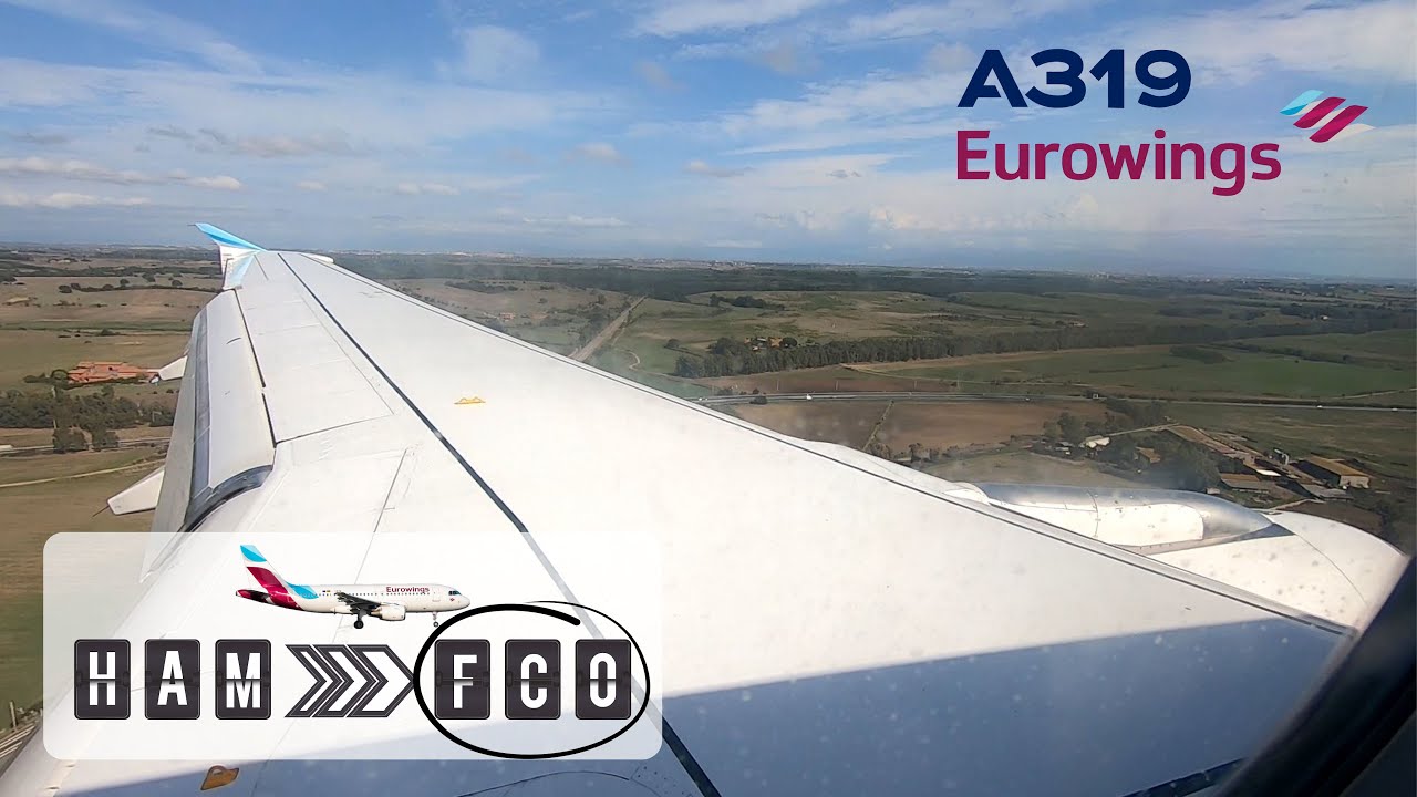 Smooth Eurowings landing at Rome-Fiumicino airport (FCO) | Airbus A319