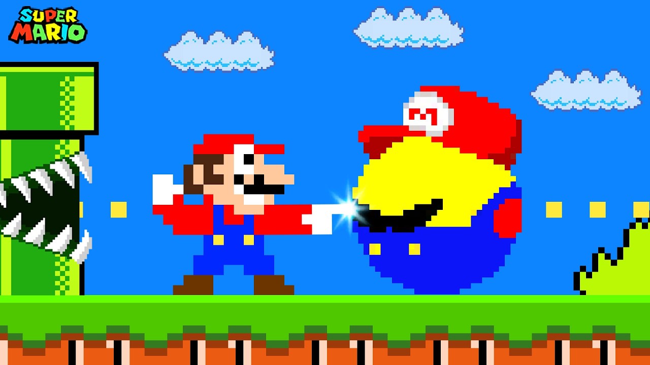 Super Mario Bros. But Everything Mario Touches Turns Into PAC-MAN! (Part 2)