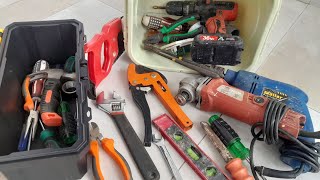 Engineering Tools Collection, Drill, Grinder, Hammer, Screwdriver, Pliers, Wrench, Cutting Pliers