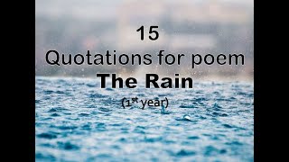 15 Quotations for the poem 'THE RAIN ' 1st year| Hafsa Mehreen