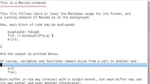 Vim Notebook plugin with Maxima and GNU APL integration