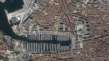 Zoom in from space and focus on Marseille, France. 3D Animation. Background for travel intro.