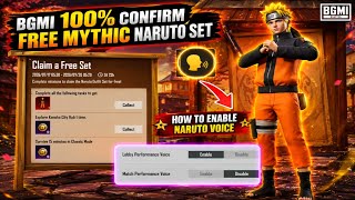 😍BGMI 100% CONFIRM FREE MYTHIC NARUTO SET | HOW TO ENABLE NARUTO VOICE | CLAIM A FREE SET EVENT screenshot 2