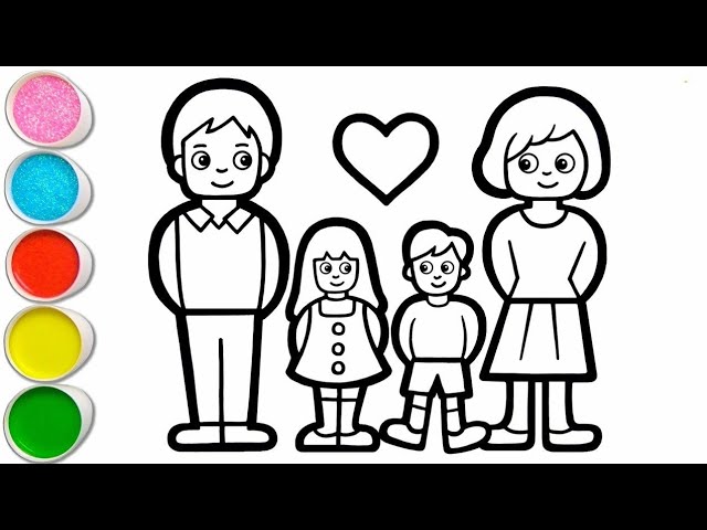 Drawing, Painting, Coloring Parents and Children for Kids