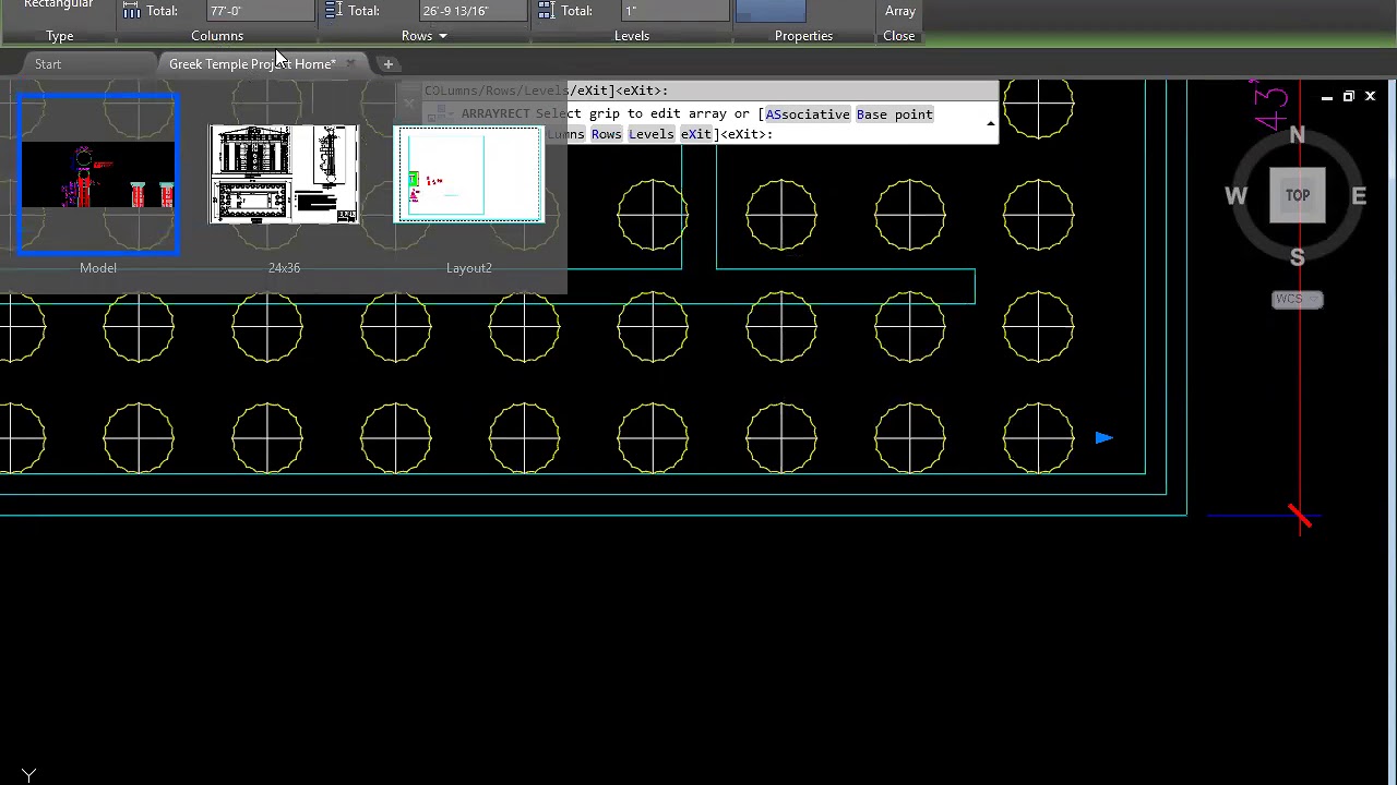 tutorial autocad - array rectangular - youtube Images... Rectangular array - YouTube