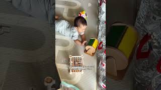 The best toy for happy tummy time! #spinningdrum #montessoritoy #tummytime #babytoy
