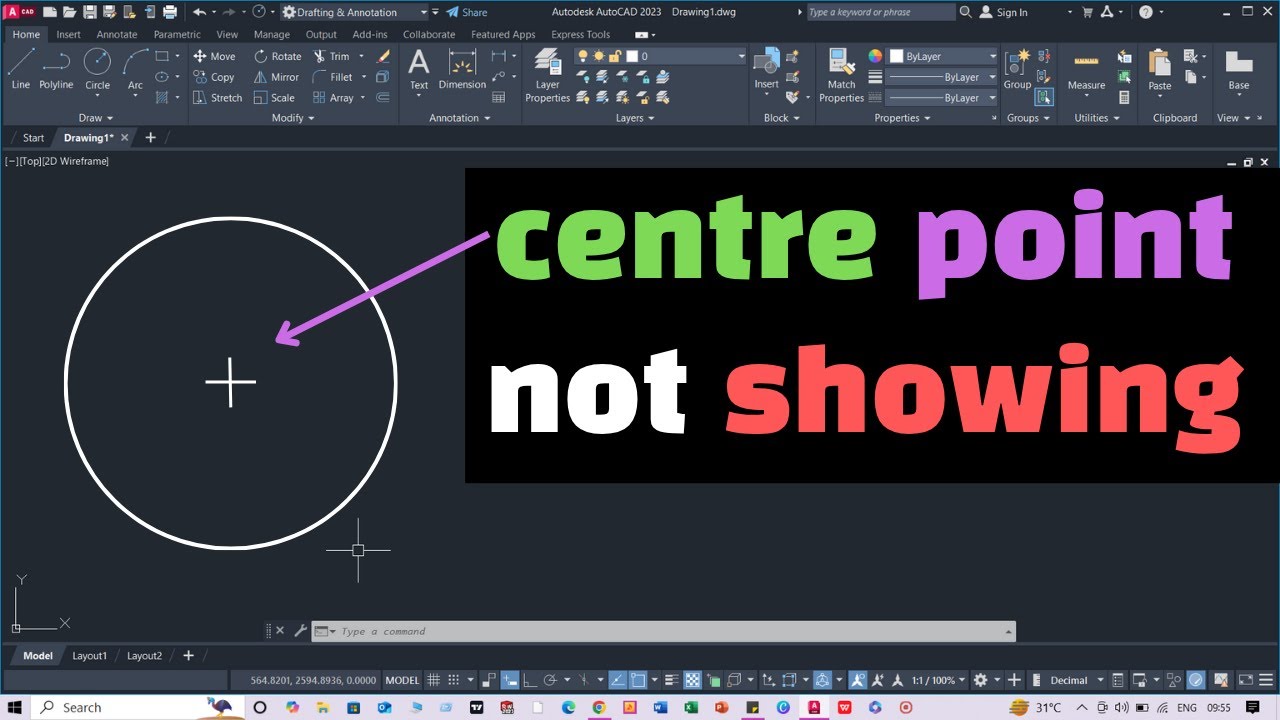 Centre Point Not Showing in AutoCAD | How to Fix Centre Point in ...