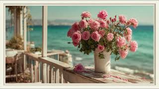 Seaside Roses In Gentle Morning Light | Peaceful Ocean View | Still Art Screen Saver | 4K screenshot 2