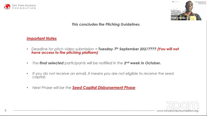 TEF 2021 ENTREPRENEURSHIP PROGRAMME- PITCHING PHASE