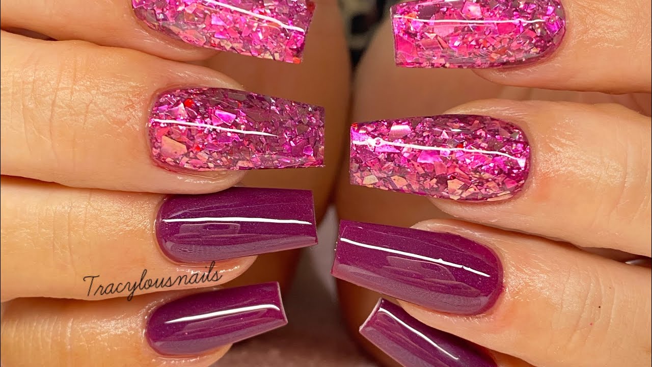 1. Purple and Glitter Ombre Nails - wide 4