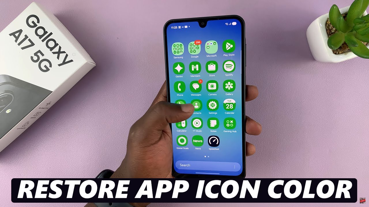 Как восстановить оригинальные цвета значков на Samsung Galaxy A17 5G