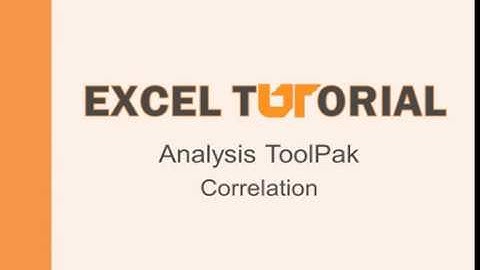 Excel Tutorial: Analysis TookPak correlation