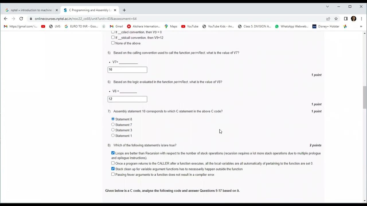 NPTEL » C Programming and Assembly Language Week 4 : Assignment 4 ...