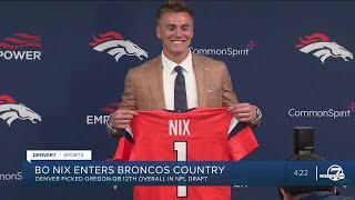 Broncos introduce top draft pick, QB Bo Nix