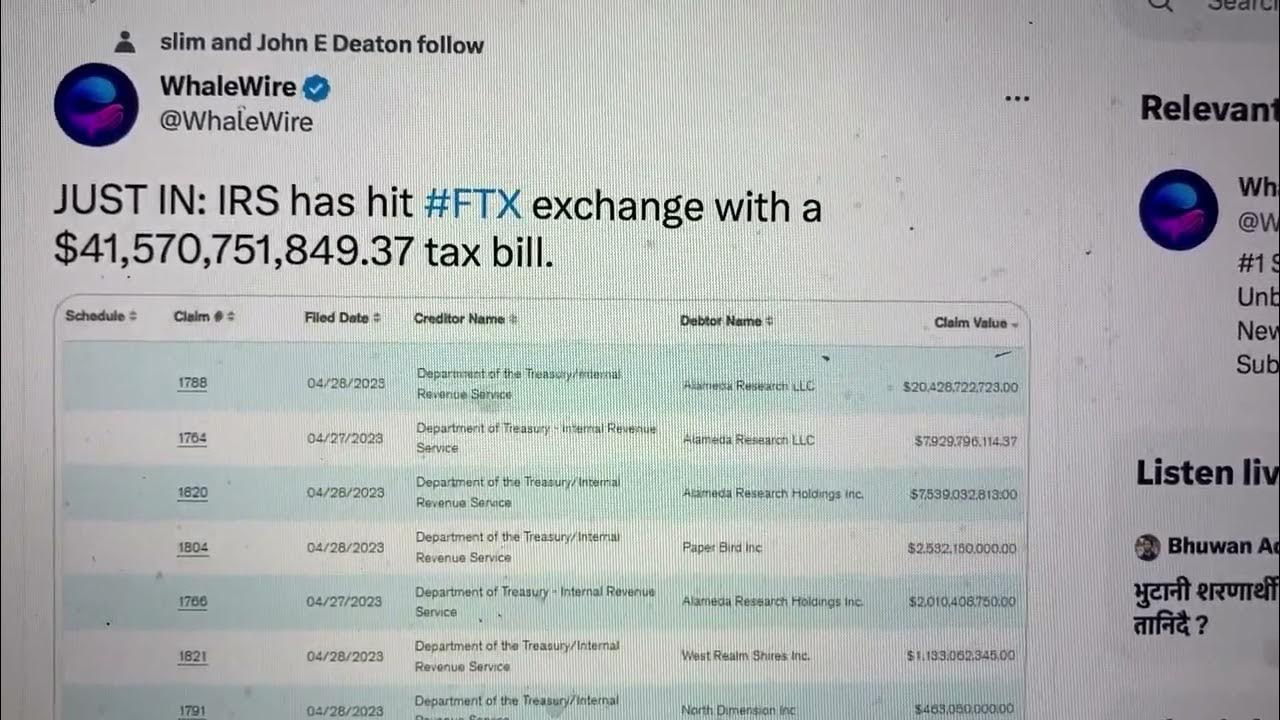 IRS hits FTX with a 41,570,751,849.37 tax bill YouTube