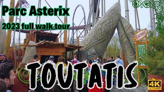 [4K] 🎢TOUTATIS open! Parc Asterix 2023 full walk tour with new rollercoaster in action, soft opening