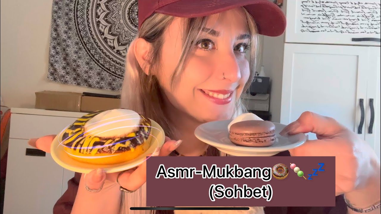 ASMR-Mukbang🍩🍡(sohbet⚡️) 💆🏼‍♀️💤 #asmr #mukbang