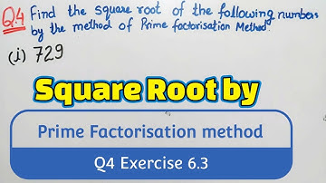 Exercise 6.3 Question 4 class 8 | Q4 ex 6.3 class 8 | Square root by Prime factorisation method |