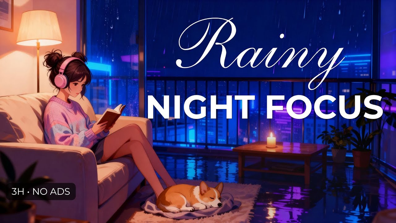 Rainy Night Balcony 🌧️ Lo-Fi Chillhop Jazz for Deep Focus & Study