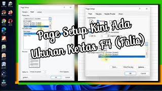 Cara Memunculkan Ukuran Kertas F4 (Folio) Pada Page Setup Microsoft Office