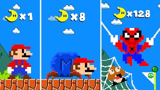Super Mario Bros. But Every Moon Makes Mario Become SPIDERMAN!...
